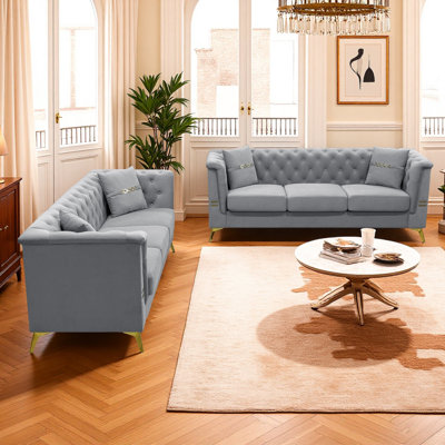 Modern Sectional Sofa,L-Shape Linen Fabric Corner Couch Set With Convertible Ottoman For Living Room, Apartment, Office,Blue,3 Colors