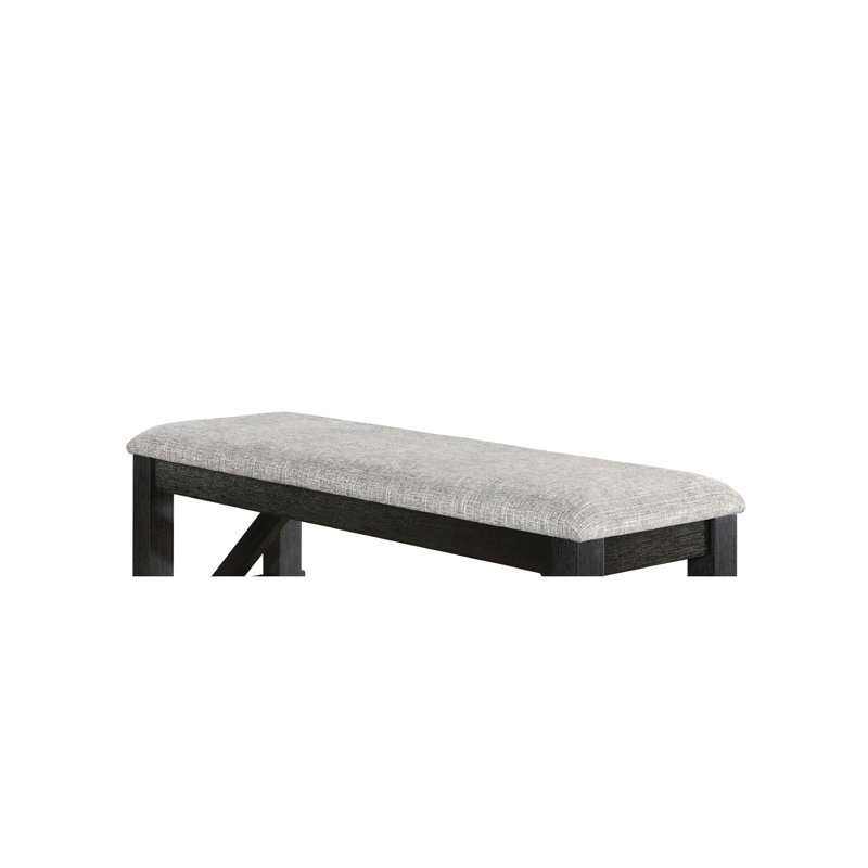 Transitional Wooden Bench With 76Mm Thick Cushion Seat In Wheat Charcoal Color For Dining And Bedroom Solid Wood Upholstered Finish Area