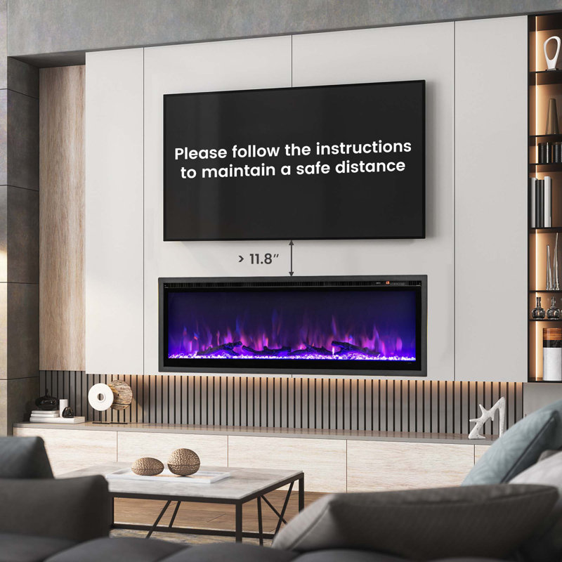 Aldaco 50'' W Black Electric Fireplace