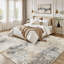 Tapis lavable abstrait moderne 6 pi x 9 pi avec envers antidérapant en caoutchouc beige-118613675