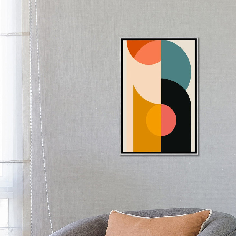 Minimalist Geometric IV - reproduction d'art murale - toile encadrée, H 26 po x l 18 po, Argent argent