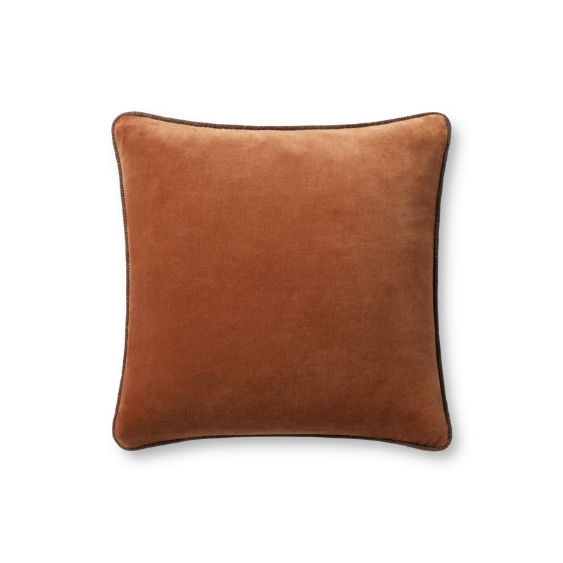 Chris Loves Julia x Loloi Reversible Liza Pillow, Rust, 18"H x 18"W, Polyester