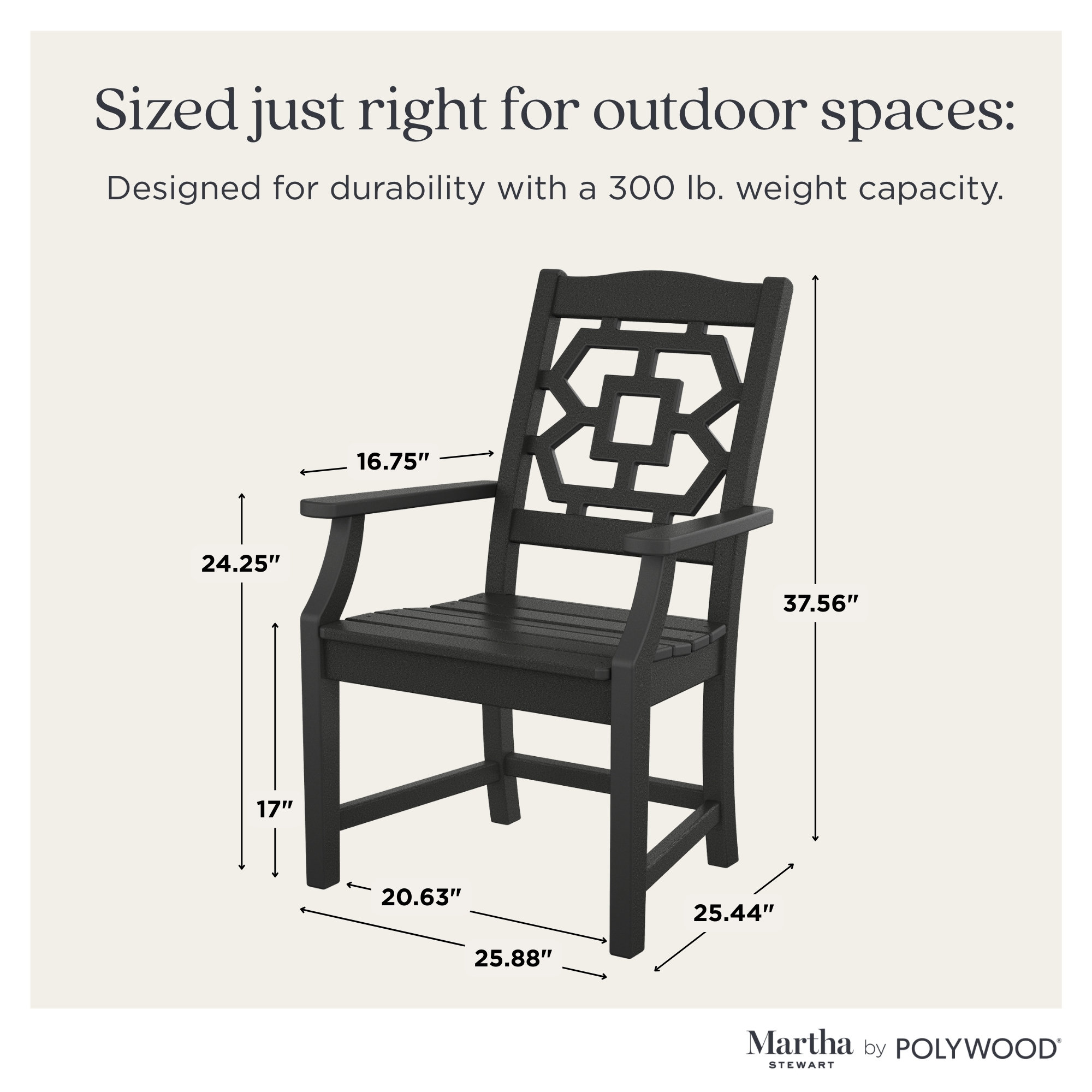 Chinoiserie Outdoor Dining Armchair, Mahogany