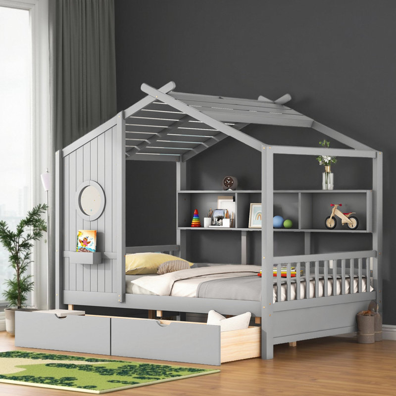 Lit de jeu avec 2 tiroirs et tablette de rangement Kids Dream, Lit double