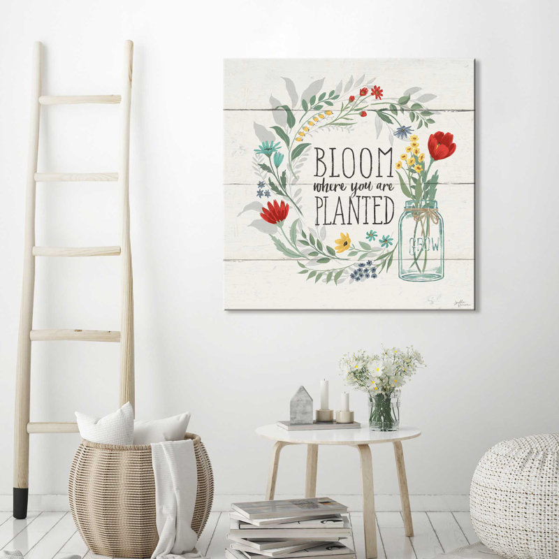 Blooming pensé III - reproduction d'art textuel sur toile, H 28 po x l 28 po x P 1,5 po, Toile tendue