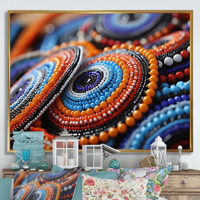 «Chiambi Tribes», impression sur toile, H 30 po x l 40 po x P 1,5 po, Cadre flottant doré