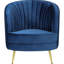 Chaise bleue avec pieds élégants et dorés pour l'ameublement moderne Fauteuil à dossier en velours
