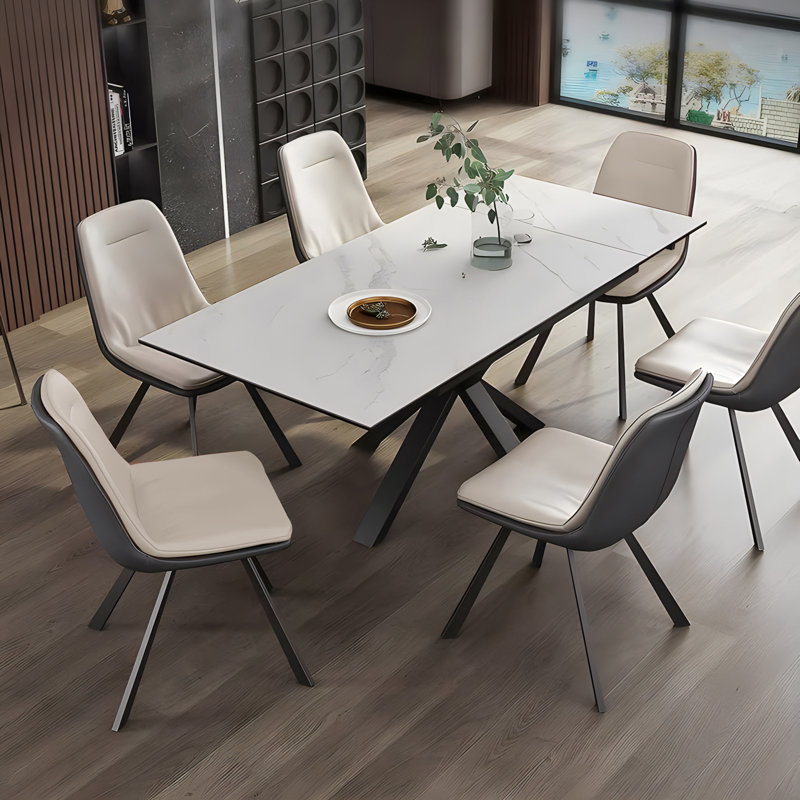 Bennet 47.24'' to 70.86'' Extendable Rectangular Dining Table With Carbon Steel Bracket Feet