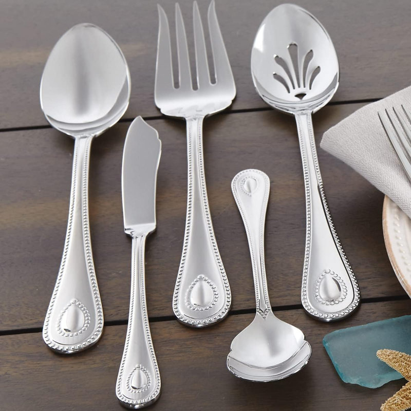 French Perles 65 - Piece Stainless Steel Flatware Set, Service for 12 