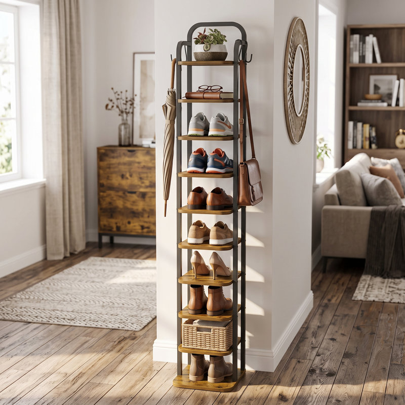 10 - Pair Solid Wood Shoe Rack