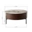 Table basse ronde avec tiroirs, plateau en céramique, pieds en métal, plateau en pierre frittée pour tiroirs blancs