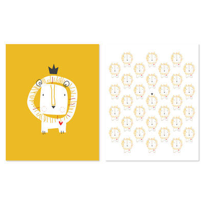 Ensemble d’impression sur papier très grand lion pour bébé 2 pièces