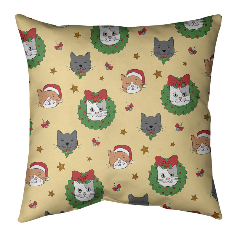 Coussin de noël, Jaune / paillettes dorées, 14 po x 14 po