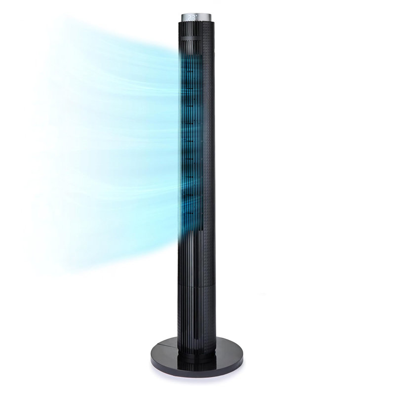 GEEPAS 46" Tower Fan with Remote Control | Bladeless Oscillating Cooling Digital Touch Display, 3 Speed Levels 4 Wind Modes With 12H Timer | Electric Standing Air Circulator for Home Office, 45W