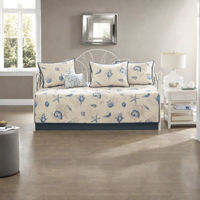 Reversible Coastal Bedding Set, Microfiber Daybed Cover, Blue, Machine Washable