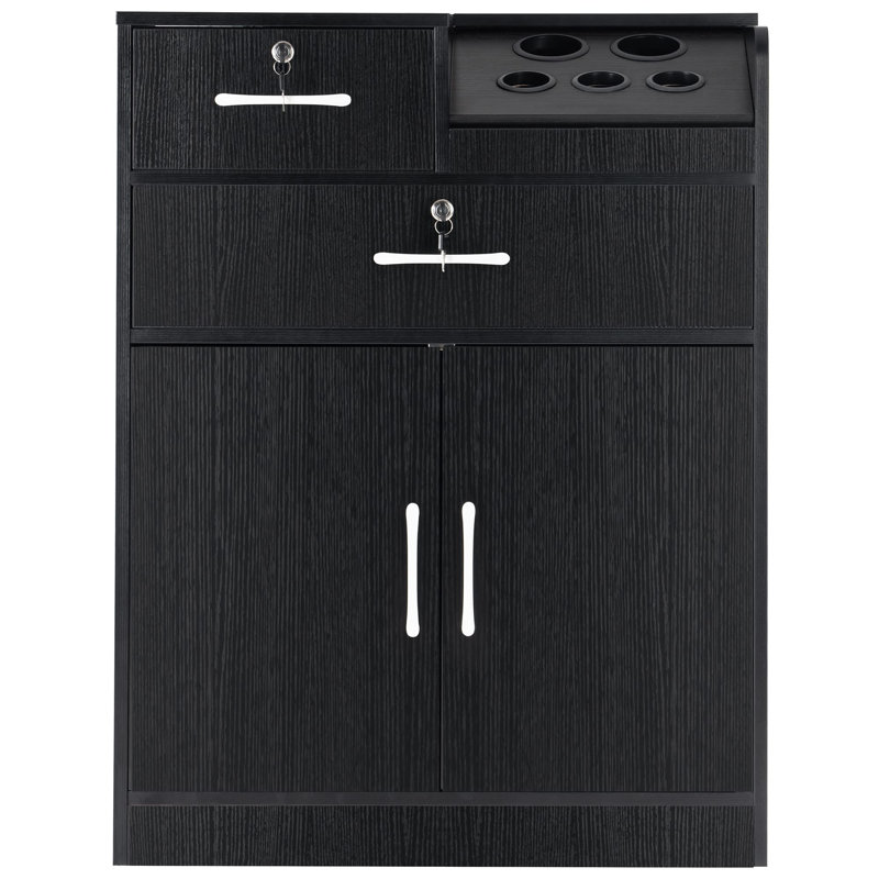 Locking Storage Cabinet Barber Utility Unit with Tool Holder for Salon