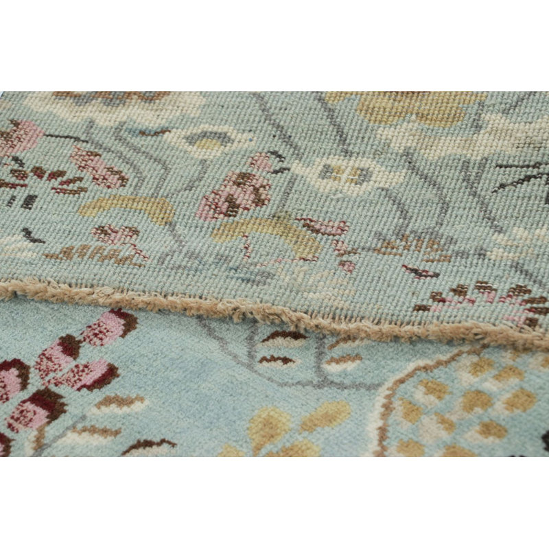 Art Deco Wool Floral Area Rug, Rectangle 10' x 14'