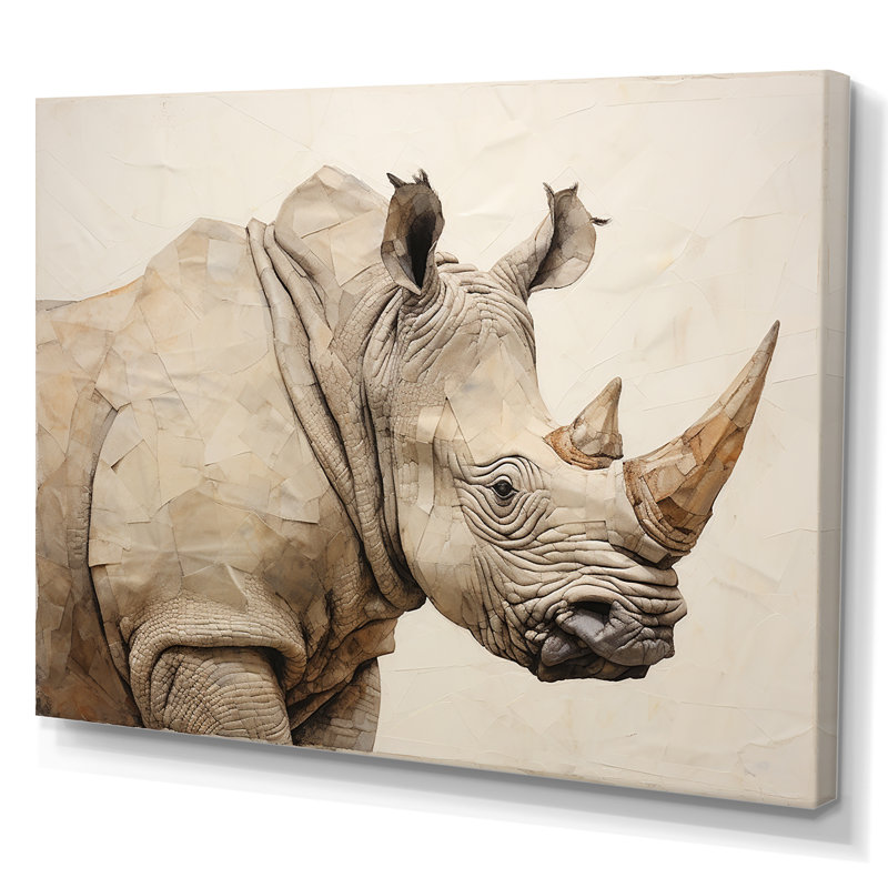 Puissant rhinocéros II, Toile tendue, H 24 po x l 32 po x P 1 po