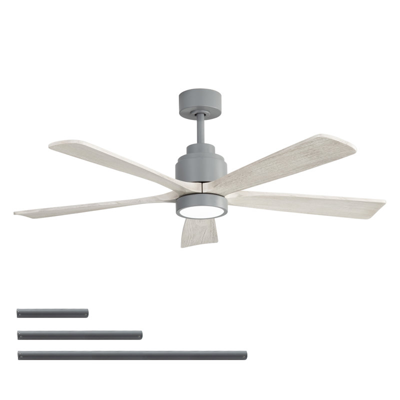 Ventilateur de plafond de 52 pouces avec lumière, télécommande silencieuse à 6 vitesses, DEL à intensité variable, pour le salon, la chambre à coucher et autres intérieurs