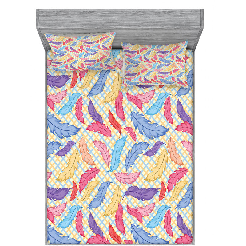 Microfiber Plaid Sheet Set, Queen Sheet Set + Fitted Sheet + 2 Pillowcases