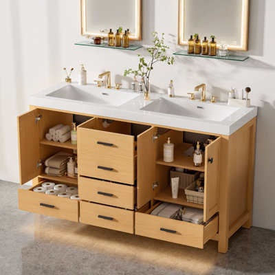 Meuble-lavabo moderne à double cuve 59,3 pouces
