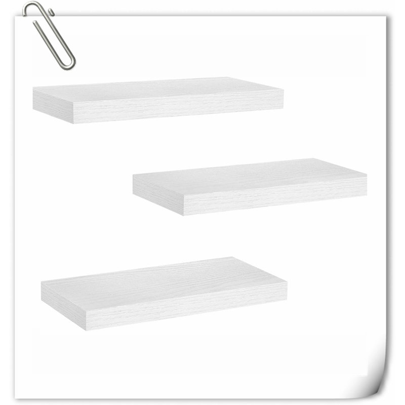 Dawnesha 3 Piece Solid Wood Floating Shelf, White