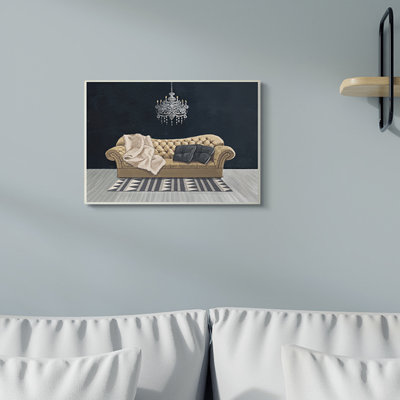 «Modern Living Room Interior Design Blue Gold», impression