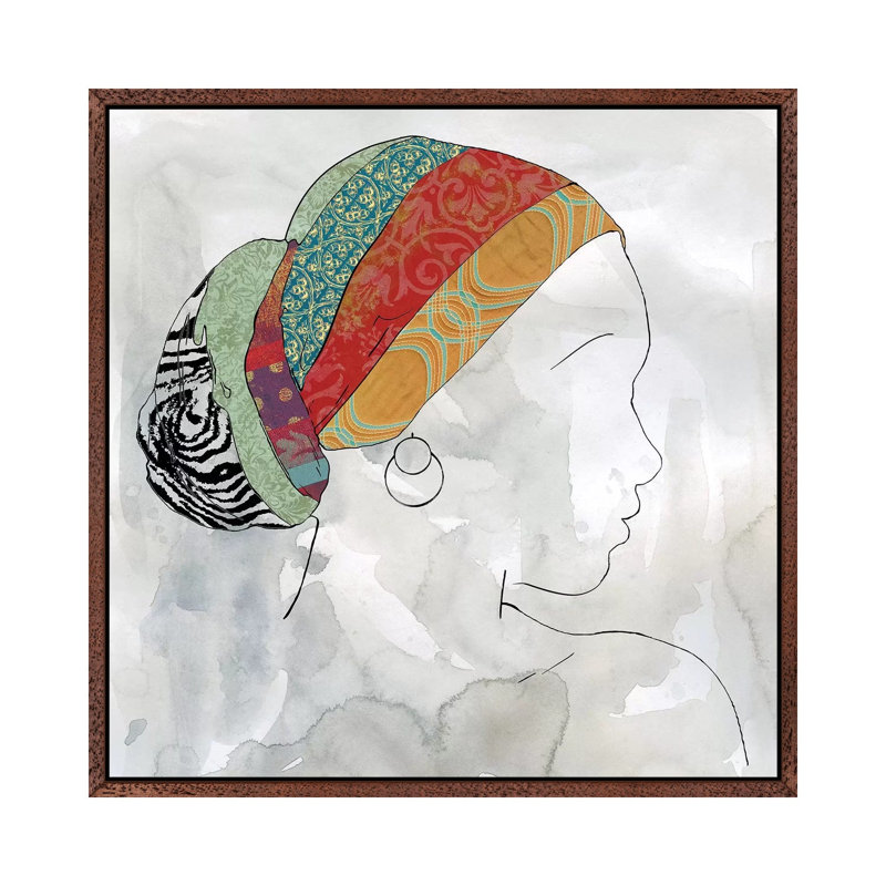 Portrait Of Africa I by Carol Robinson - Painting on Canvas, 45.72 cm H x 45.72 cm W, Classic Brown Wood Framed