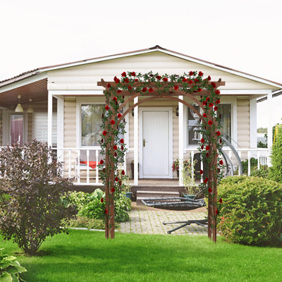 Treillis d'arche de jardin en bois robuste, tonnelle d'extérieur pour plantes grimpantes, roses, vignes, jardin, cour, patio, décoration de jardin