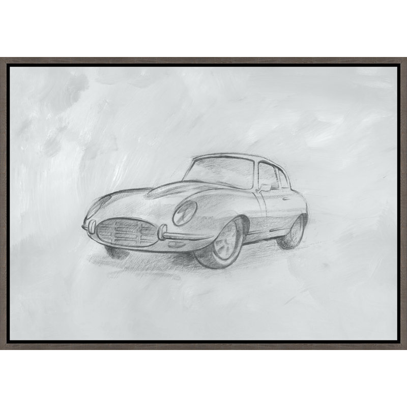 Graphite Cars IV par Richard Ryder - Peinture sur toile encadrée, H 25,75 po x l 35,75 po x P 1,5 po, Verre