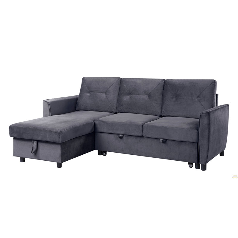 Canapé-lit modulaire réversible en velours gris foncé 83 po Hudson