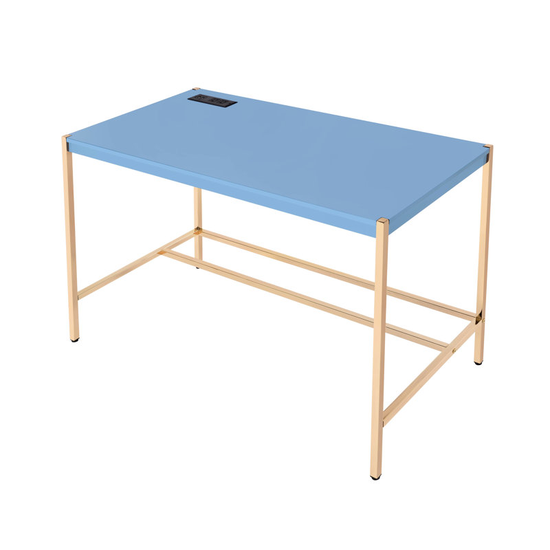 Bureau bleu marine et or moderne, 105,4 cm (l) x 75,4 cm (h) x 51,4 cm (p), charge maximale de 13,2 kg, couleur or, poids maximal supporté : 31,8 kg