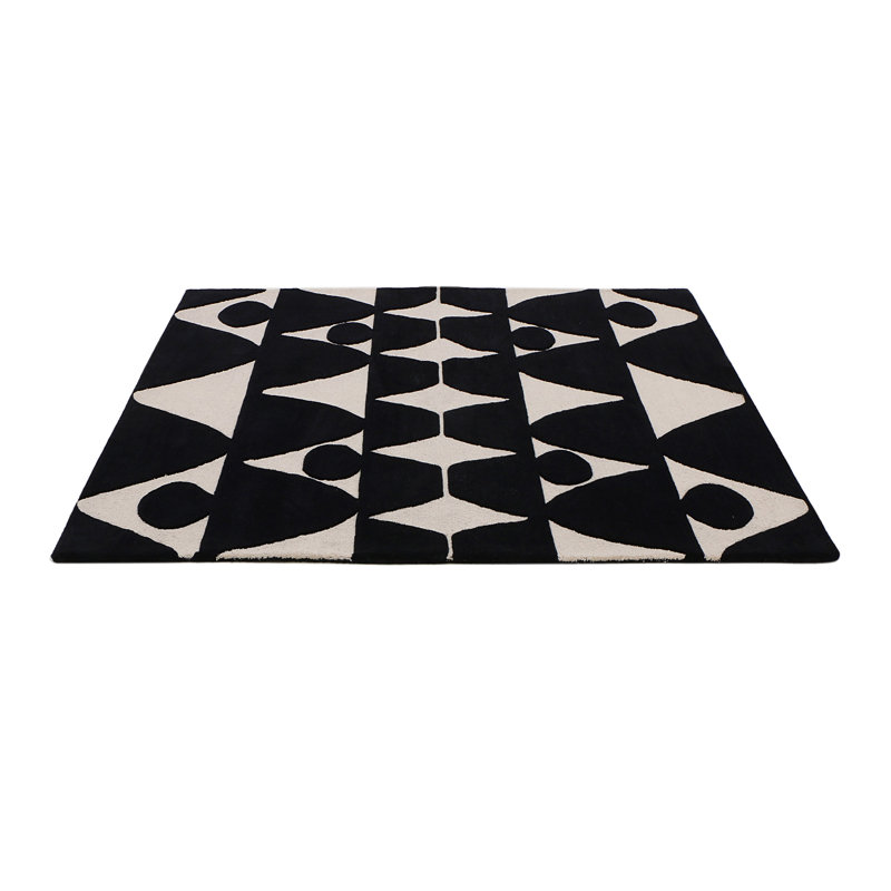 Moroccan Area Rug in Black/Beige, Rectangle 10' x 14'