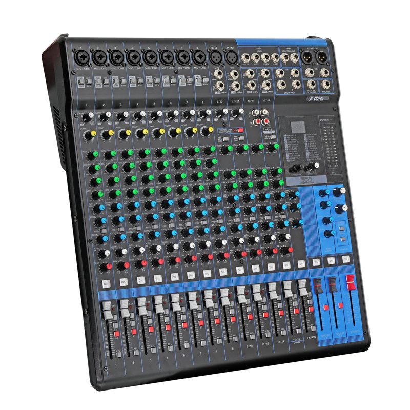 5 Core Audio DJ Mixer 16 Channel Sound Board Console w 24 SPX Effect 48V Phantom Power