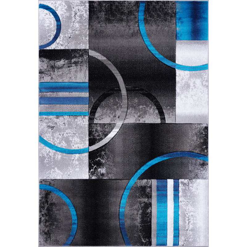 Tapis gris / bleu Grundie, Rectangle 6 pi 5 po x 9 pi 5 po