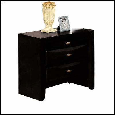 Table de chevet simple contemporaine en bois massif 1pc avec 2 tiroirs et poignées, parfaite pour le rangement dans la chambre à coucher