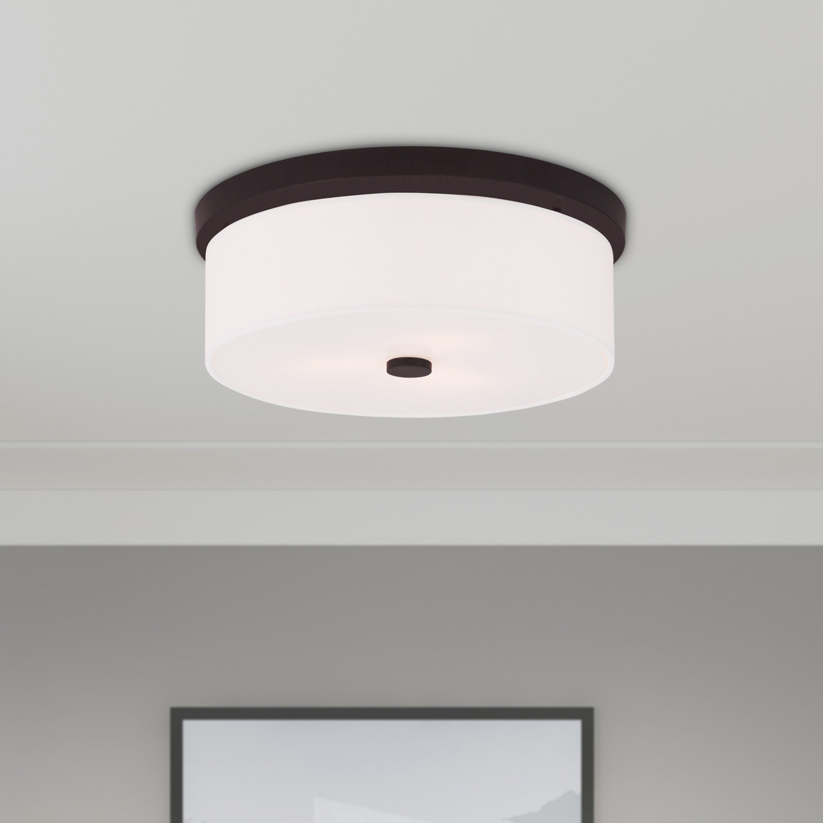 Flaire 3 Light Fabric Flush Mount, English Bronze