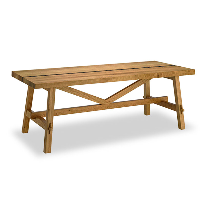 Burlywood Rectangular Solid Wood Dining Table, 29.53" H x 94.49"L x 39.37"W