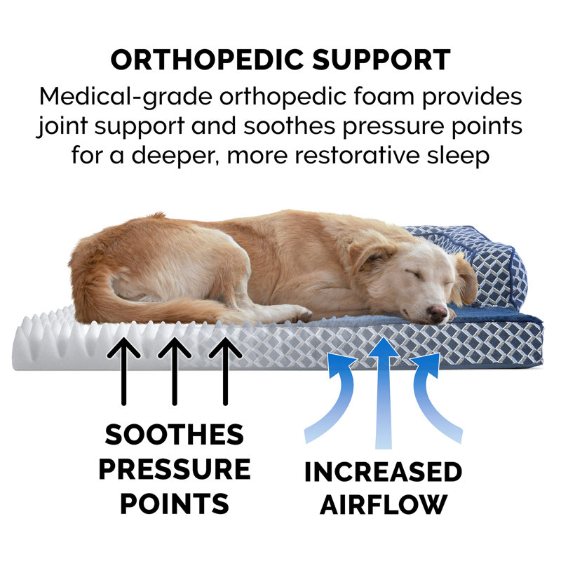 Large Diamond Blue Orthopedic Foam Outdoor Pet Sofa Bed
