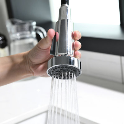 Contemporary Single Handle Lever Kitchen Faucet With Pull Down , , Spring - Down, Multifunctional, Easy Installation Commercial Hole Sink Finish, To Operate, Multifunctional Water Outlet