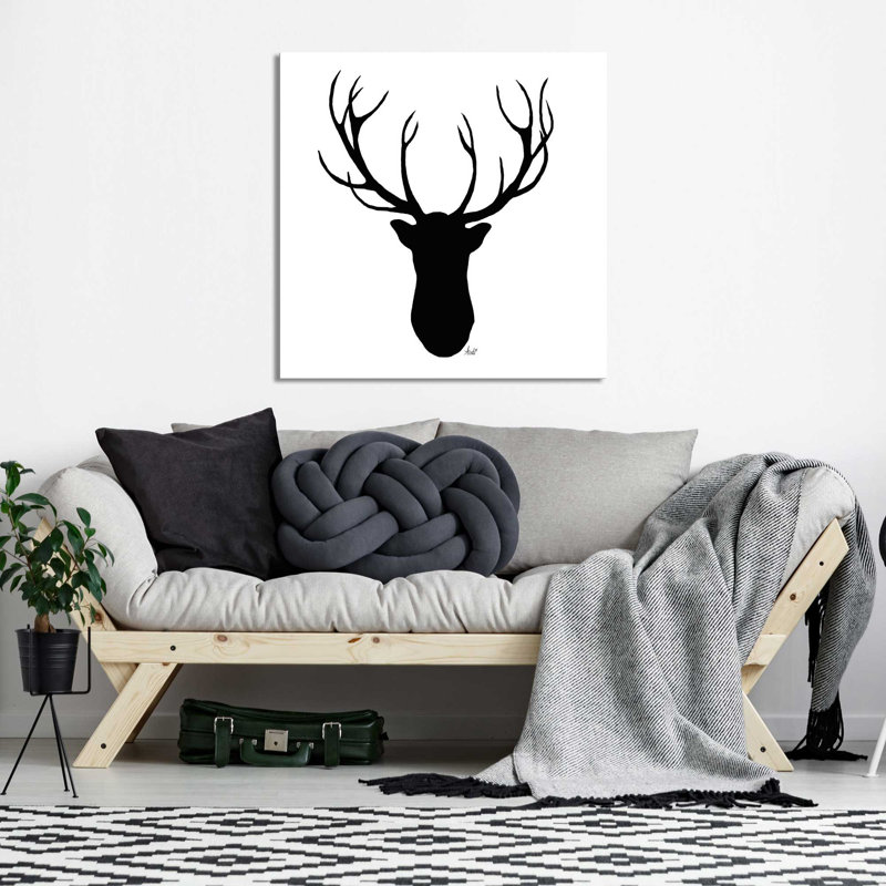 «Deer Head Silhouette», impression, H 18 po x l 18 po x P 1 po, Toile tendue