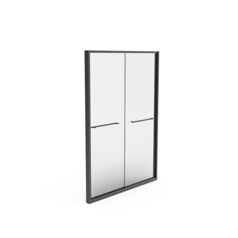 Double Sliding Shower Door, 56 - 60"x70", Aluminum, 8mm Tempered Glass, Black Hardware, Bathroom, Waterproof, Simple Install Guidance Aluminum Frame With Matte Finish, Bathroom Use,