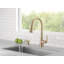 Robinet de cuisine Boyd en or brossé avec douchette extractible et distributeur de savon, robinet d'évier de cuisine monotrou moderne, poignée simple, bronze champagne-94791899