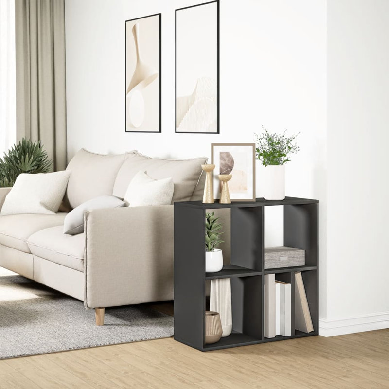 Sazya 69.5cm W Bookcase, (2 Shelves) 69.5cm H x 69.5cm W x 29cm D, Concrete Grey