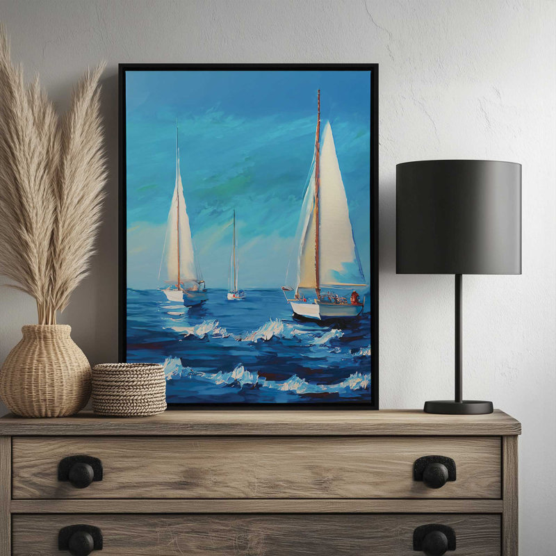 «Sailing the Day Away» par Seven Trees Design, reproduction d'art, L 18 po x H 24 po, Doré, Toile avec cadre