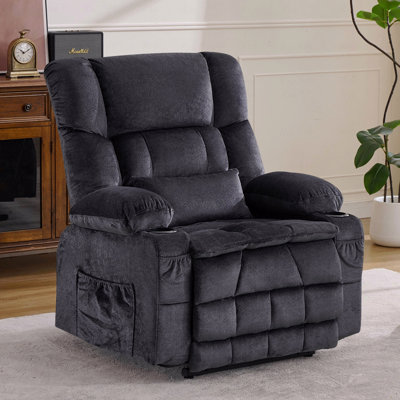 Fauteuil inclinable à deux moteurs Power Lift pour personnes âgées et grandes - allongé à 180 ° avec massage chauffant et pétrissant (gris)