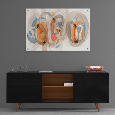 «Sepia & Orange Circles» par Nikki Galapon, art mural en verre acrylique