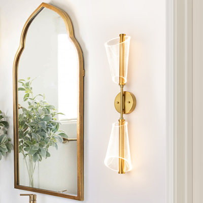 2 - Light Dimmable Led Double Conical Shade Hourglass Vanity Light