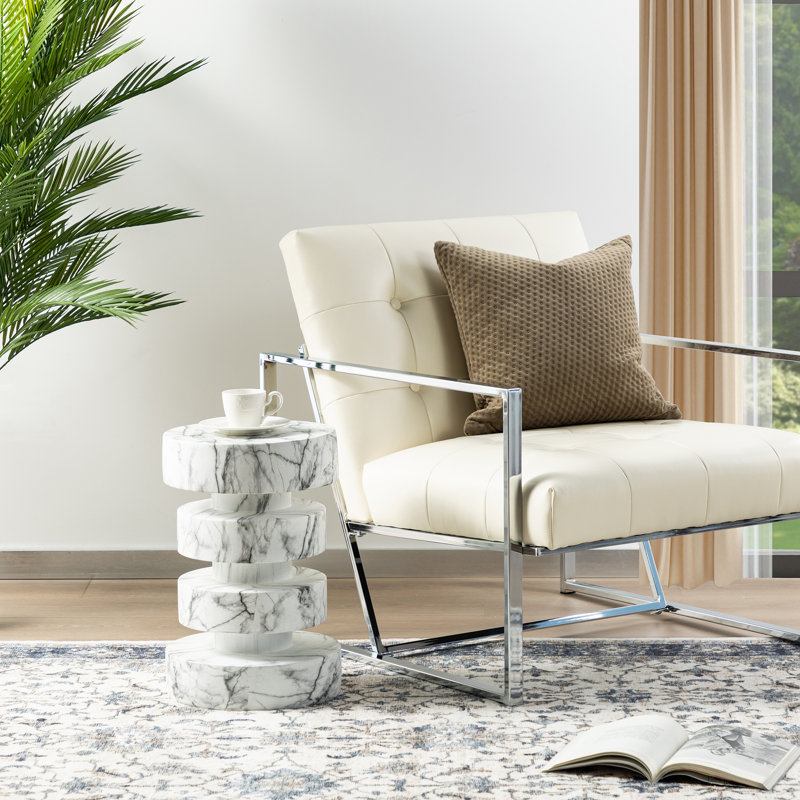 Tabouret d'appoint Sajana, Imitation marbre