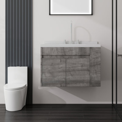 Meuble-lavabo flottant 30 po avec lavabo et porte à fermeture en douceur